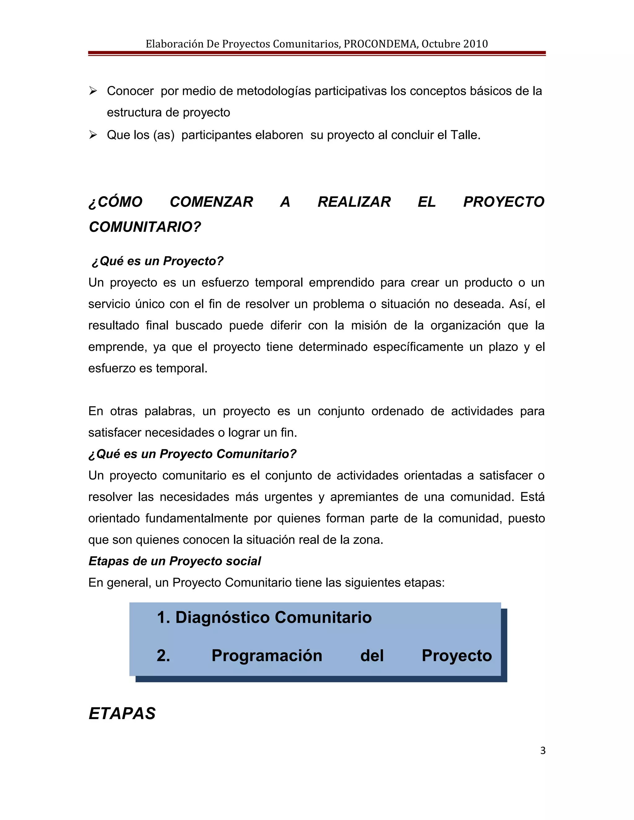 Elaboracion proyectos comunitarios | DOC