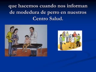 que hacemos cuando nos informan
de modedura de perro en nuestros
Centro Salud.
 