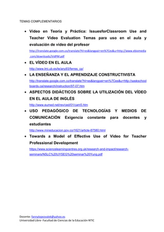 Taller reflexion video y webquest