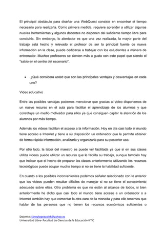 Taller reflexion video y webquest