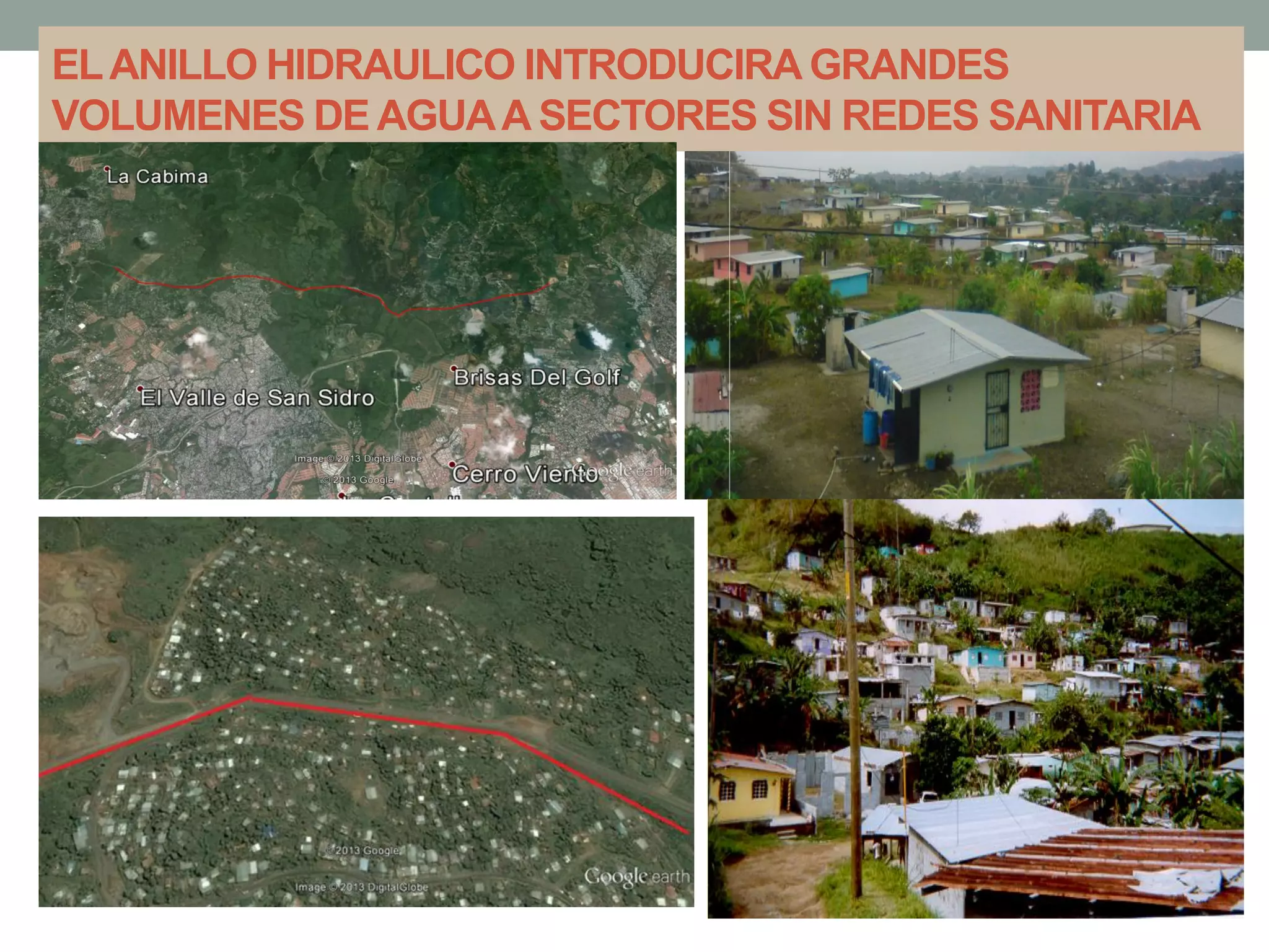 ELANILLO HIDRAULICO INTRODUCIRA GRANDES
VOLUMENES DE AGUAA SECTORES SIN REDES SANITARIA
 