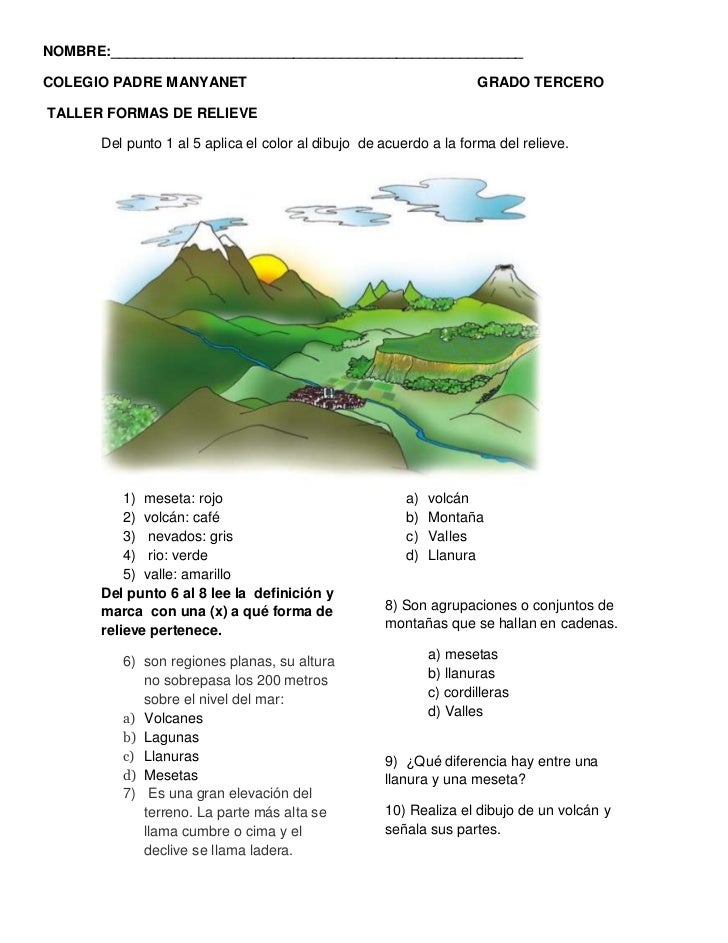 preguntas basicas de geografia colombiana taller relieve preguntas basicas de geografia colombiana taller relieve