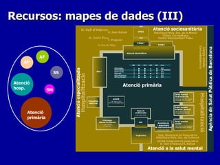 Recursos: mapes de dades (III) Atenció primària Atenció hosp. SM SS AF AP 