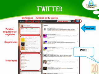 TWITTER
                     BUSCADOR    Publica

 Tus tweets
 Favoritos y
   listas                           Nuevo
     ...