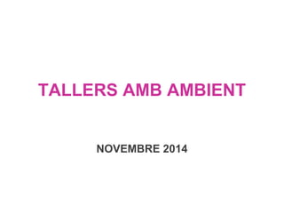 TALLERS AMB AMBIENT 
NOVEMBRE 2014 
 