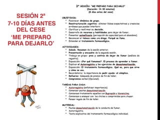 SESIÓN 2ª
7-10 DÍAS ANTES
DEL CESE
‘ME PREPARO
PARA DEJARLO’
 