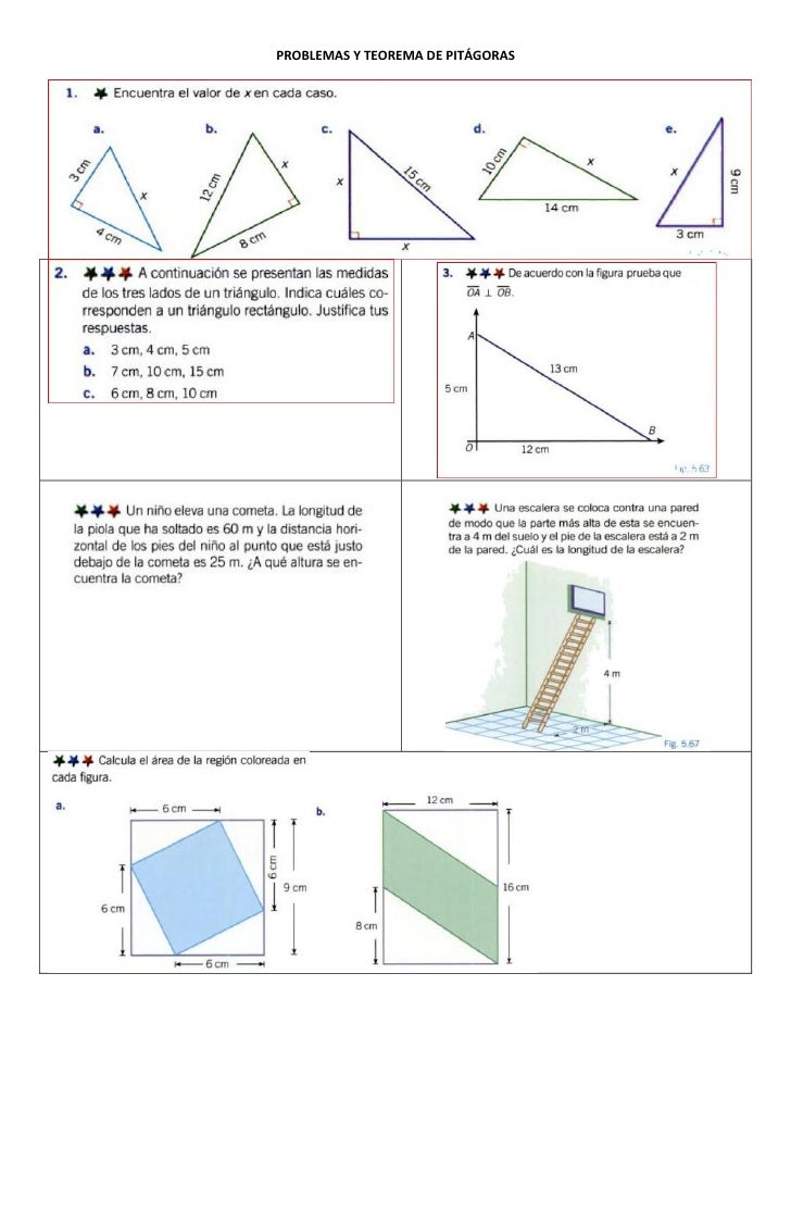 Resultado de imagen para teorema de pitagoras PROBLEMAS