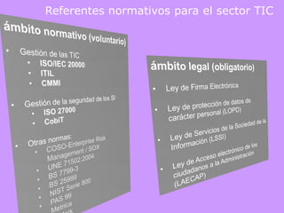 Referentes normativos para el sector TIC
 