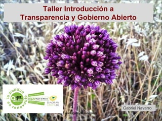 Taller Introducción a
Transparencia y Gobierno Abierto




                                     Gabriel Navarro
            www.gabrielnavarro.tel                 1
 