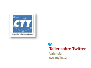 Taller sobre Twitter
Valencia
02/10/2012
 