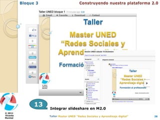 13
               Integrar slideshare en M2.0
© 2011
Vicente                                      28
Montiel
 