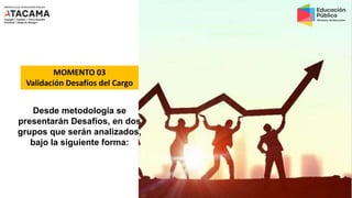 Desde metodología se
presentarán Desafíos, en dos
grupos que serán analizados,
bajo la siguiente forma:
MOMENTO 03
Validación Desafíos del Cargo
 