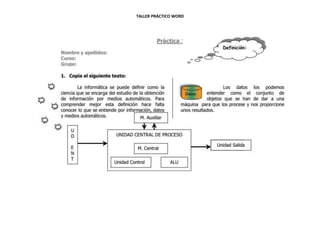 TALLER PRÁCTICO WORD
 
