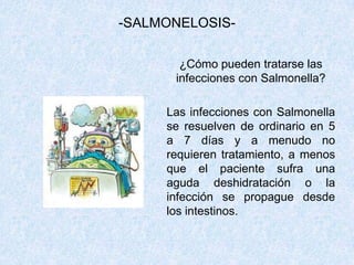 -SALMONELOSIS-MECANISMO DE PATOGENICIDADSalmonella cuenta con cinco islas de patogenicidad, es necesaria la localización de la bacteria en un ambiente adecuado para su establecimiento, replicación y expresión de sus factores de virulencia, producen citotoxinas que matan las células del huésped o alteran sus funciones.
