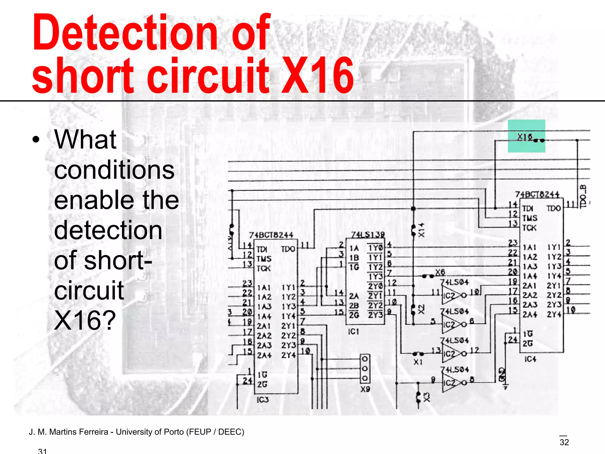 What  conditions enable the detection of short- circuit X16? Detection of  short circuit X16 