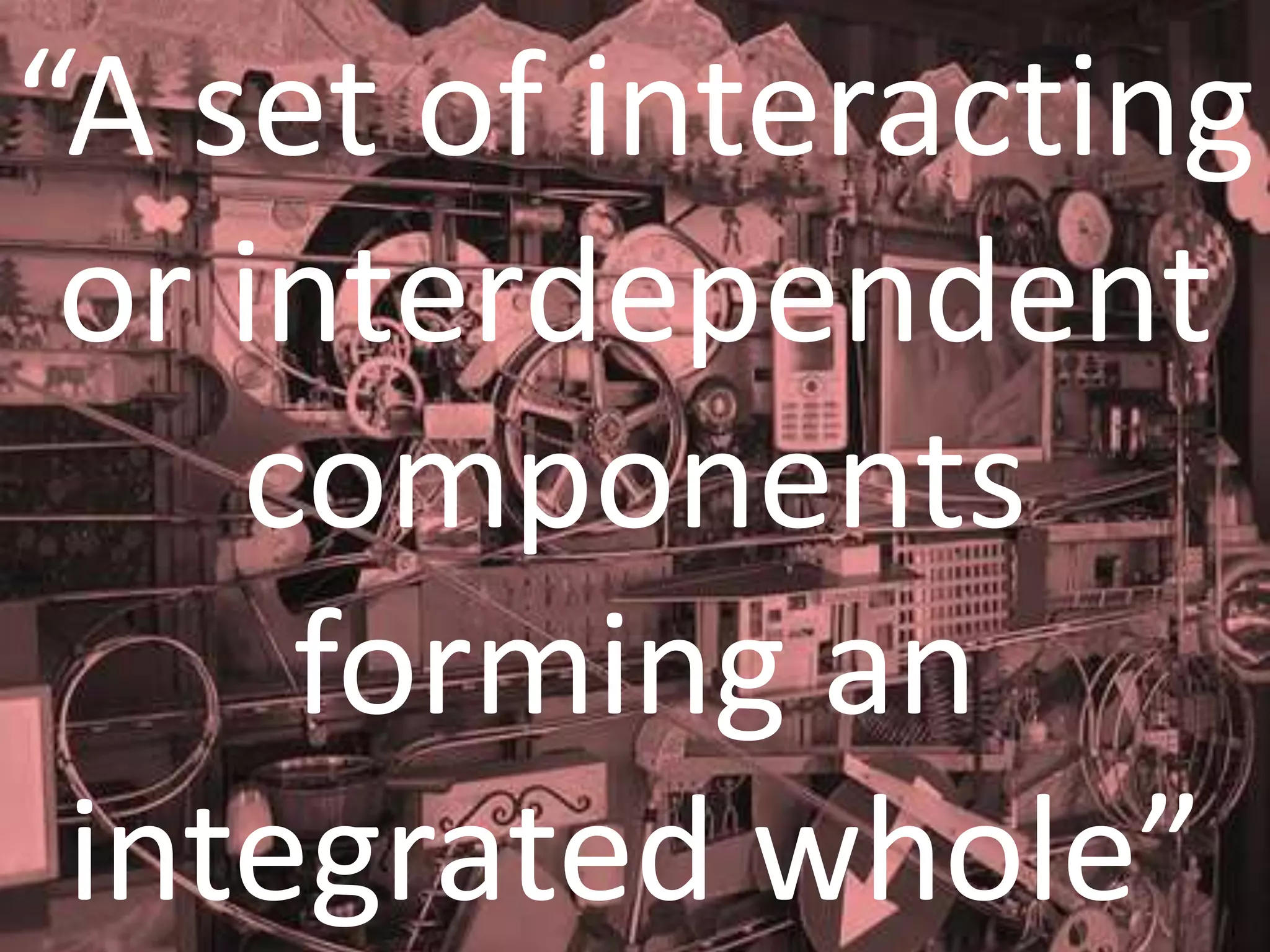 “A set of interacting
 or interdependent
    components
     forming an
 integrated whole”
 