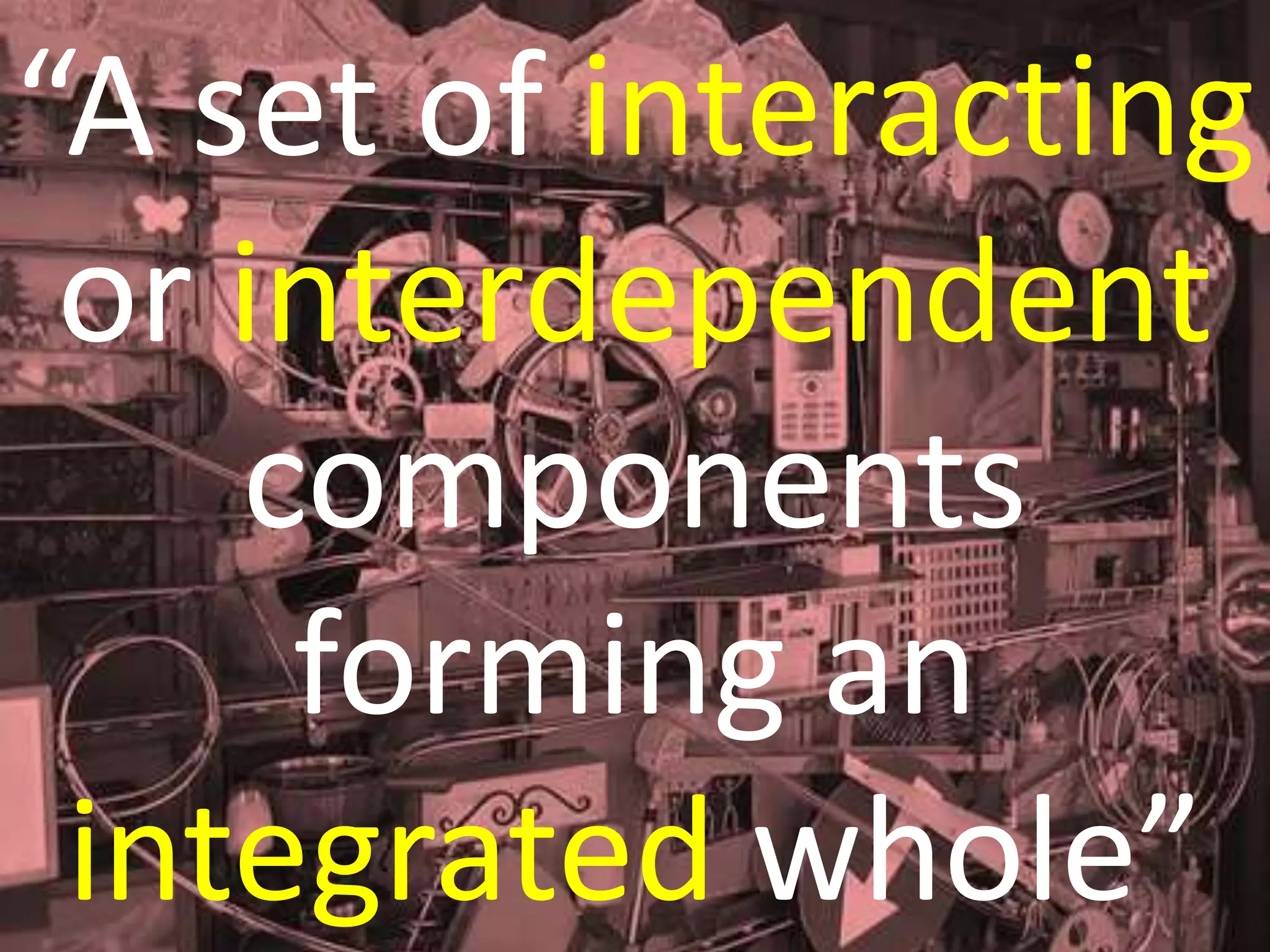 “A set of interacting
 or interdependent
    components
     forming an
 integrated whole”
 