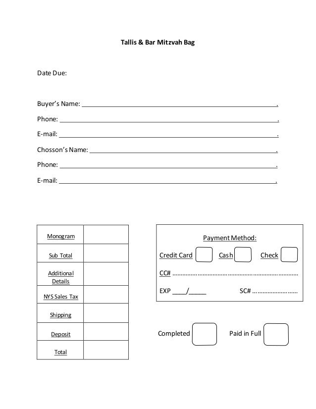 buyer s order form