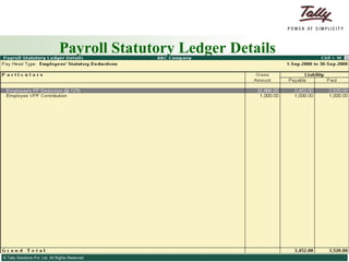 Payroll Statutory Ledger Details 