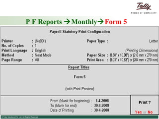 P F Reports   Monthly  Form 5 