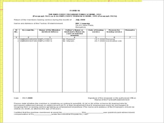 Provident Fund Reports   Monthly  Form 10 