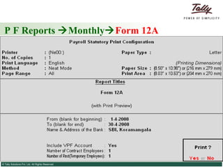 P F Reports   Monthly  Form 12A 