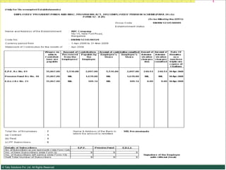 Provident Fund Reports   Monthly  Form 12A 