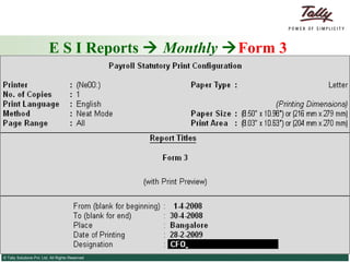 E S I Reports     Monthly    Form 3 