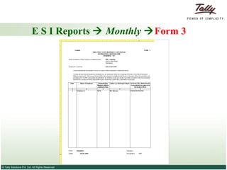 E S I Reports     Monthly    Form 3 