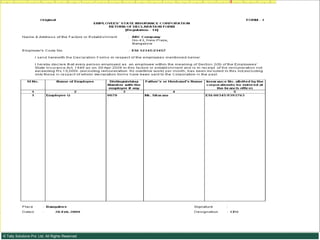 E S I Reports    Monthly   Form 3 