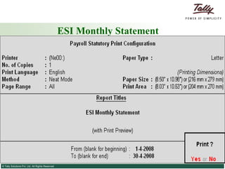 ESI Monthly Statement 