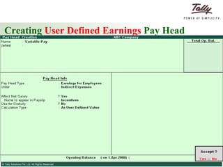 Creating  User Defined Earnings  Pay Head 