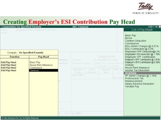 Creating  Employer’s ESI Contribution  Pay Head 