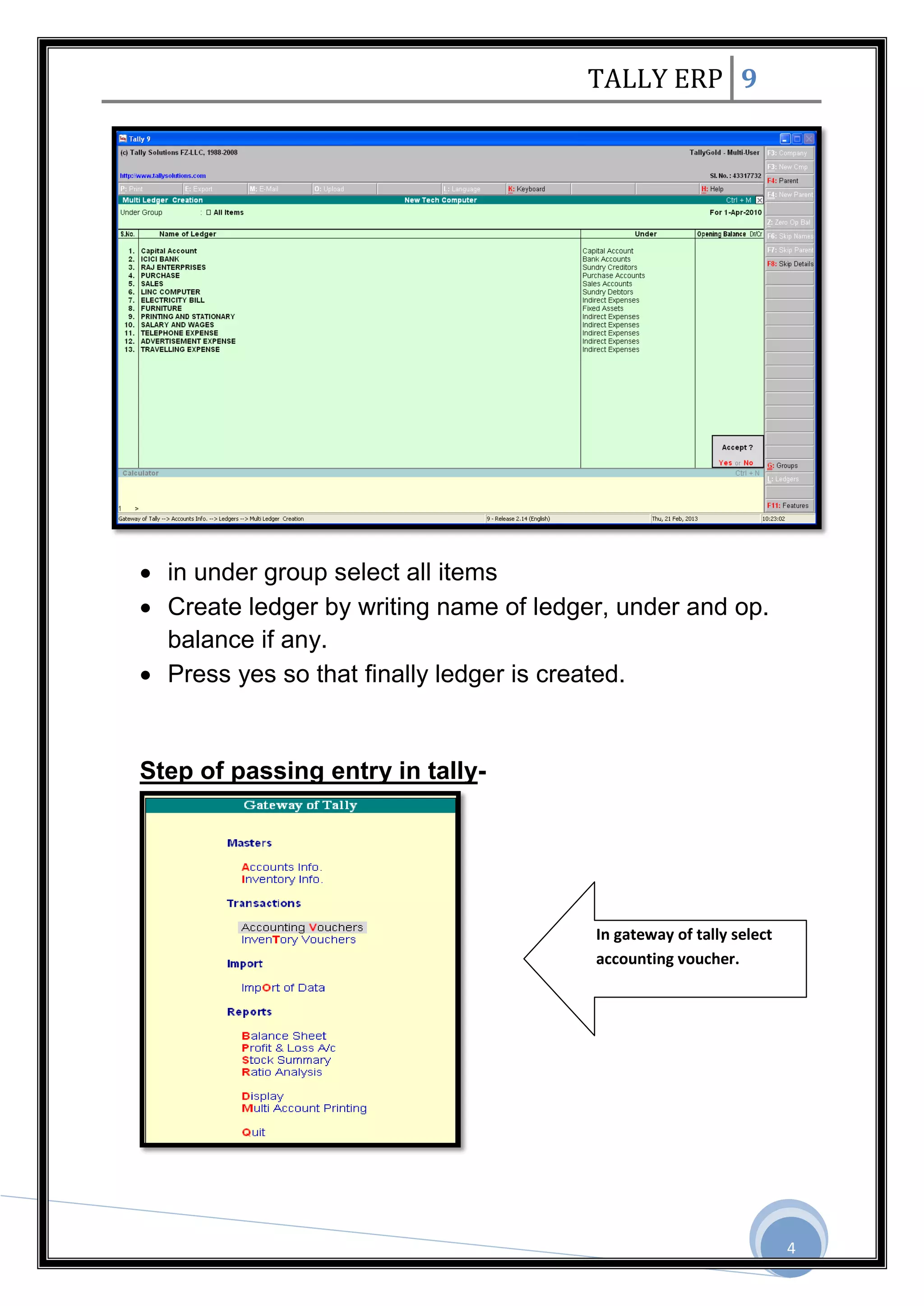 Tally ERP in ITT | PDF