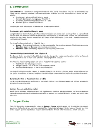 Tally.erp 9 release notes | PDF