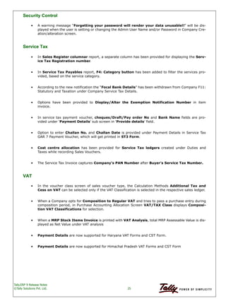 Tally.erp 9 release notes | PDF