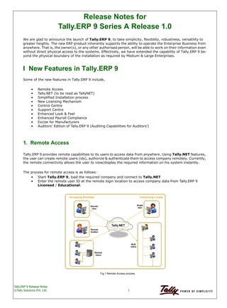 Tally.erp 9 release notes | PDF