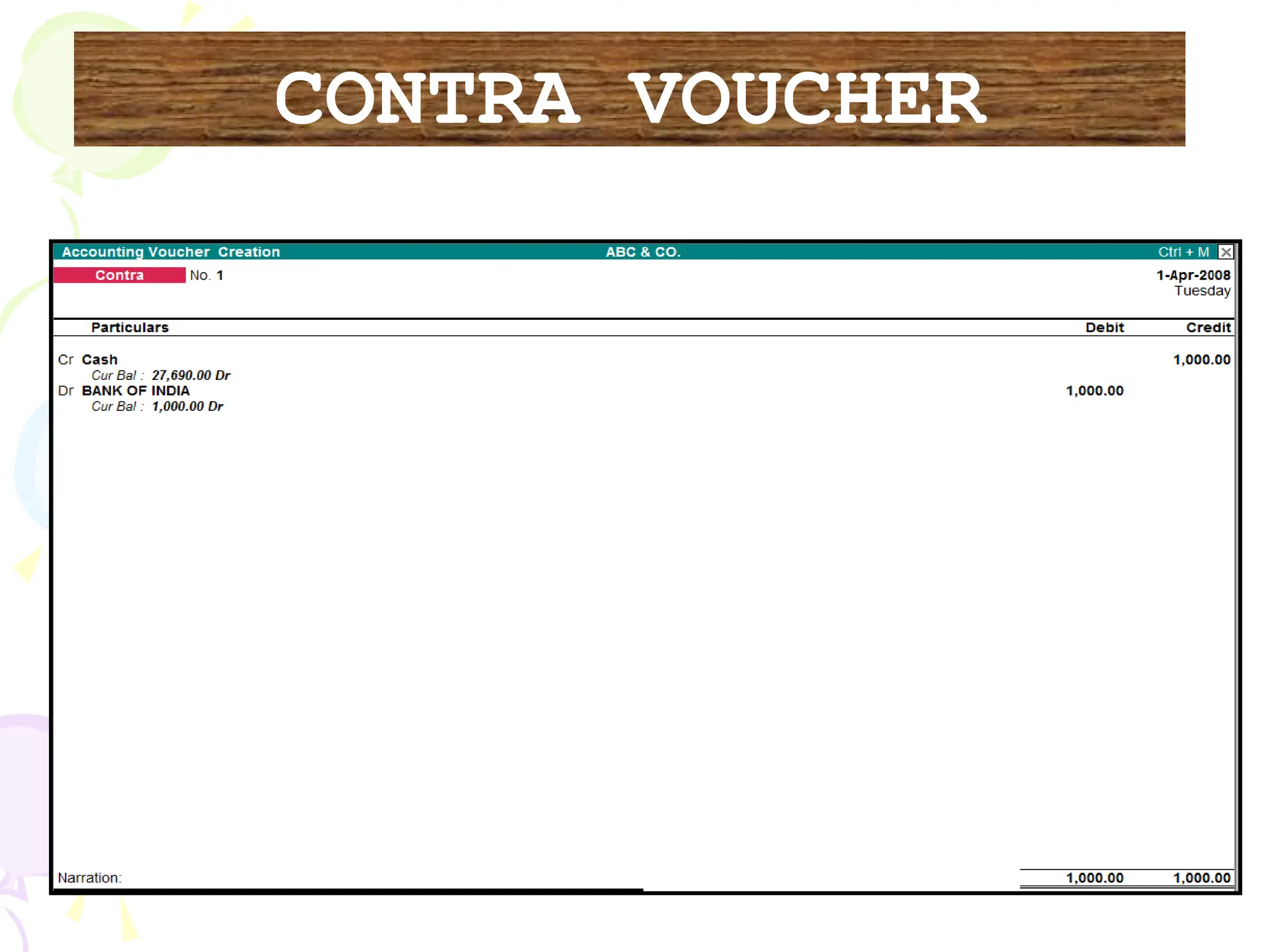 CONTRA VOUCHER
 