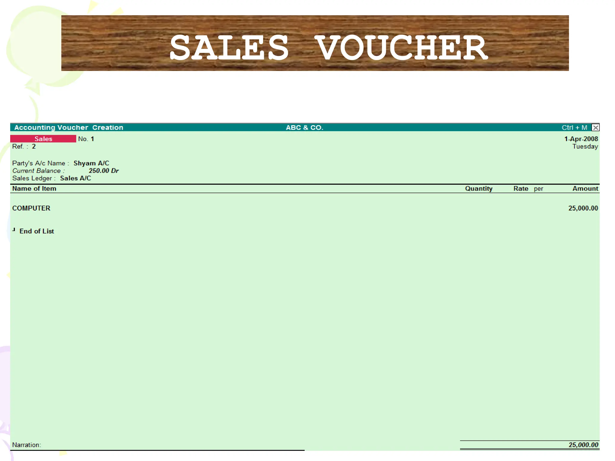SALES VOUCHER
 