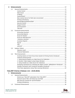 Tally erp 9 release notes | PDF