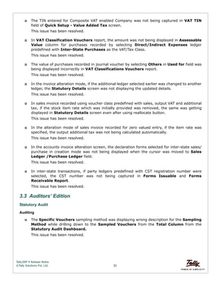Tally erp 9 release notes | PDF