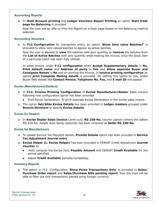 Tally erp 9 release notes | PDF