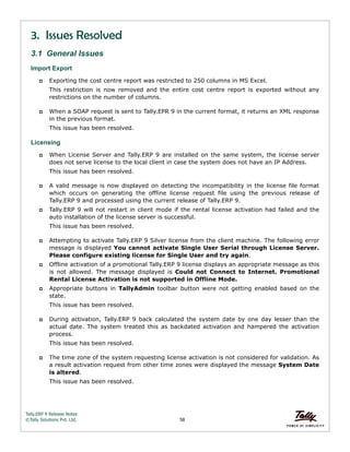 Tally erp 9 release notes | PDF