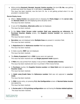 Tally erp 9 release notes | PDF