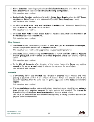 Tally erp 9 release notes | PDF