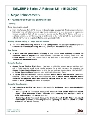 Tally erp 9 release notes | PDF