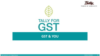 © Tally Solutions Pvt. Ltd. All Rights Reserved 1© Tally Solutions Pvt. Ltd. All Rights Reserved Business Presentation
GST & YOU
 