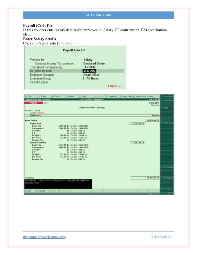 slip tally in salary Tally Material