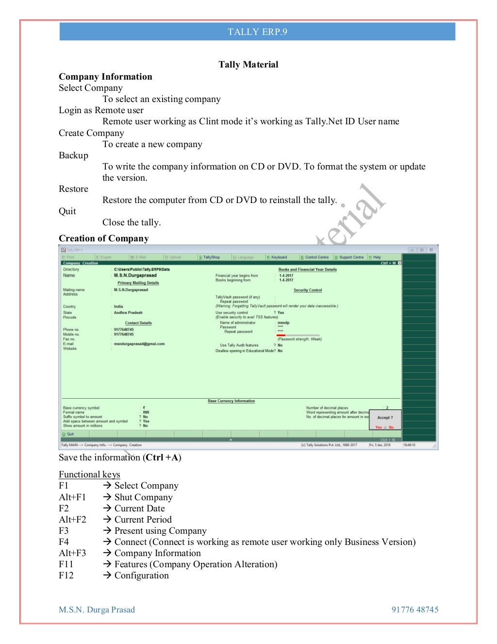 Tally Material with GST