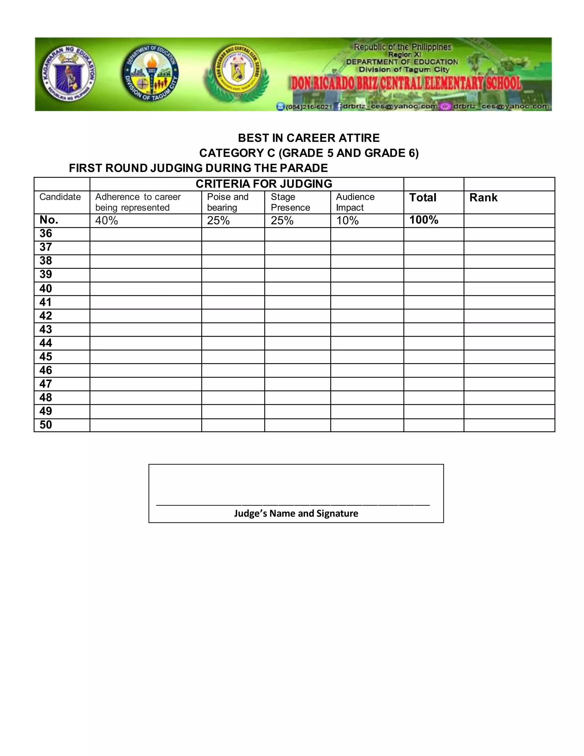 Tally sheets for judging 2018 | DOCX